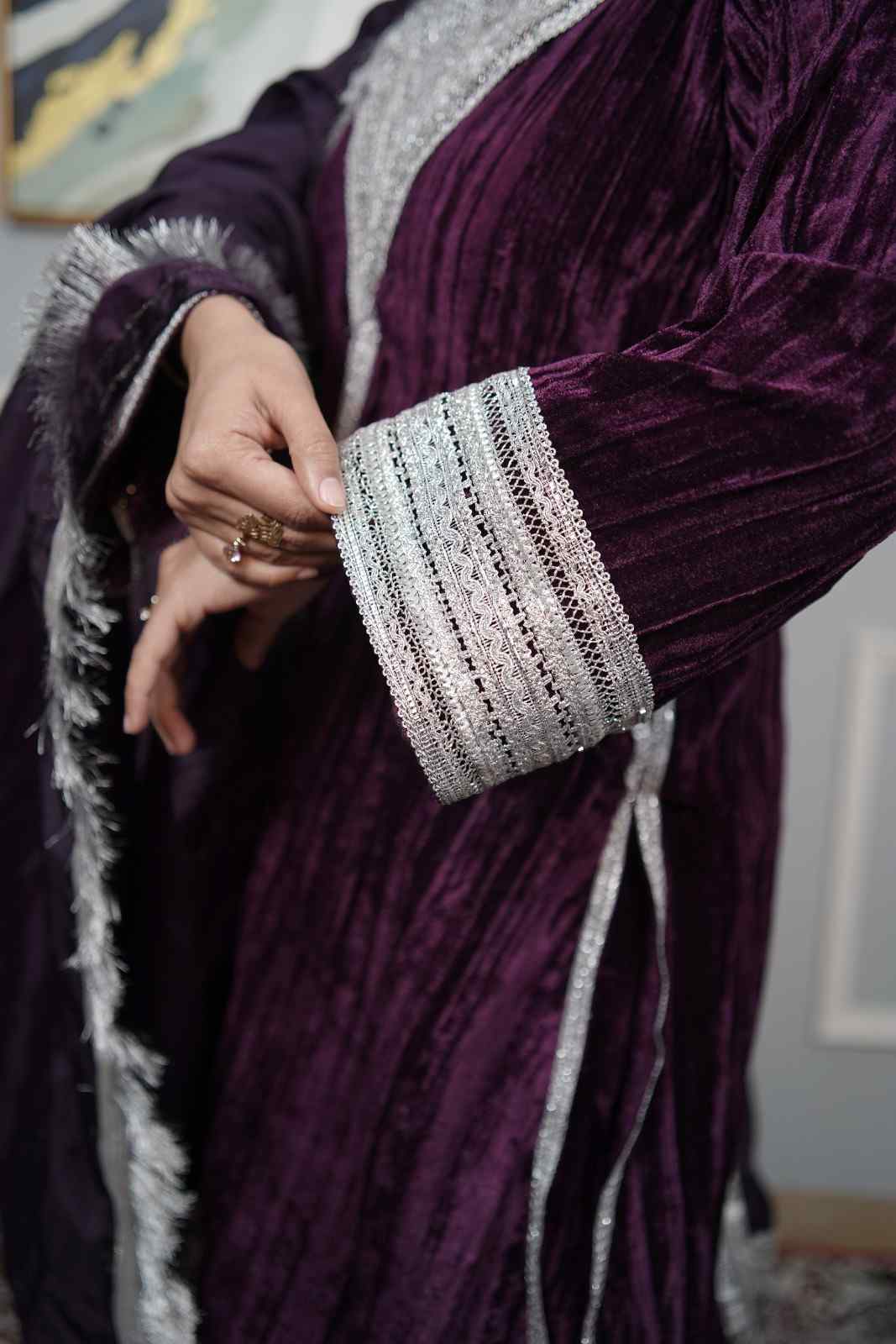 Velvet A-Line Suit Set With Dupatta