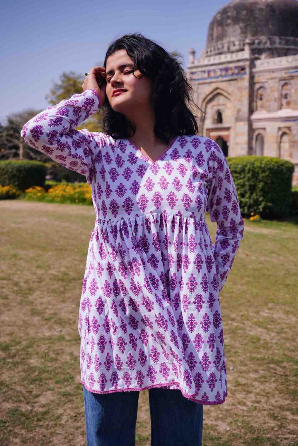 Pink Jaipur Cotton Peplum Kurti