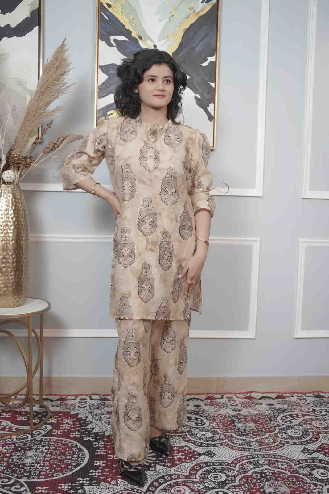 The Kalamkari Khaki Co-ord Set